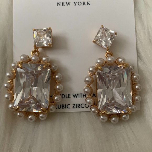 KATE SPADE Victoria Pearl Crystal Drop Earrings - Picture 2 of 3